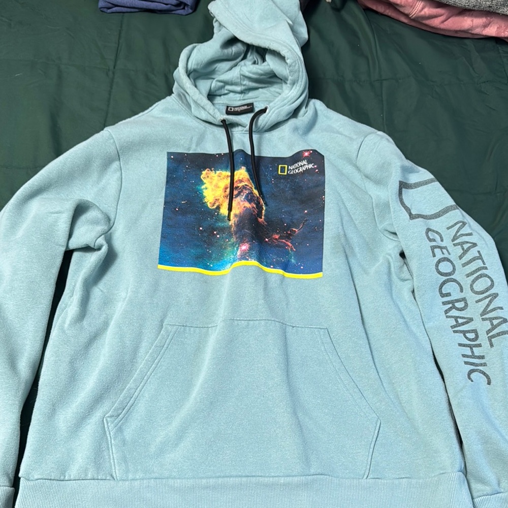 National Geographic Blue Pullover Hoodie Sweatshirt